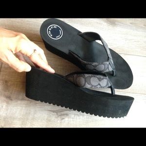 Coach platform flip flops